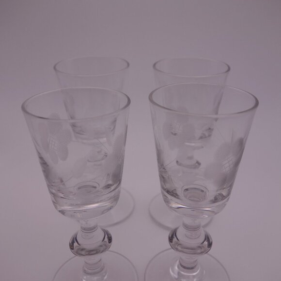 Set of Four(4) Small Delicate Glasses with Pattern - Picture 3 of 16